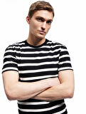 Kısa Kollu Bisiklet Yaka Slim Fit Çizgili Tişört