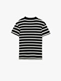 Kısa Kollu Bisiklet Yaka Slim Fit Çizgili Tişört