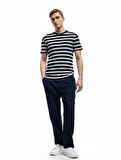 Kısa Kollu Bisiklet Yaka Slim Fit Çizgili Tişört