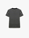 Kısa Kollu Bisiklet Yaka Slim Fit Çizgili Tişört