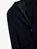 Pike Kumaş Uzun Kollu Kapaklı Cep Detaylı Düğmeli Slim Fit Mono Yaka Blazer Ceket