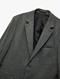 Slim Fit Kapaklı Cep Detaylı Uzun Kollu Mono Yaka Blazer Ceket