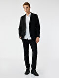 Slim Fit Kapaklı Cep Detaylı Uzun Kollu Mono Yaka Blazer Ceket