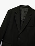 Slim Fit Kapaklı Cep Detaylı Uzun Kollu Mono Yaka Blazer Ceket