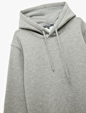 Şardonlu Uzun Kollu Basic Kapşonlu Sweatshirt