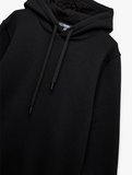Şardonlu Uzun Kollu Basic Kapşonlu Sweatshirt