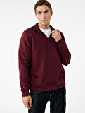 Uzun Kollu Şardonlu Basic Yarım Fermuarlı Sweatshirt