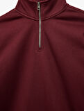 Uzun Kollu Şardonlu Basic Yarım Fermuarlı Sweatshirt