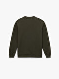 Dokulu Uzun Kollu Basic Bisiklet Yaka Sweatshirt