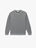 Dokulu Uzun Kollu Basic Bisiklet Yaka Sweatshirt