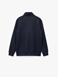 Dokulu Uzun Kollu Yarım Fermuarlı Sweatshirt