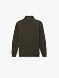 Dokulu Uzun Kollu Yarım Fermuarlı Sweatshirt
