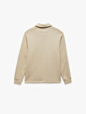 Şardonlu Cep Detaylı Uzun Kollu Yarım Fermuarlı Polo Yaka Sweatshirt