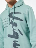 Uzun Kollu Baskılı Kapşonlu Sweatshirt