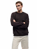 Uzun Kollu Şardonlu Kumaş Detaylı Bisiklet Yaka Sweatshirt