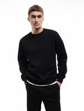 Uzun Kollu Şardonlu Kumaş Detaylı Bisiklet Yaka Sweatshirt