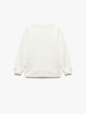 Oversize Uzun Kollu Bisiklet Yaka Şardonlu Baskılı Sweatshirt