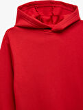 Oversize Şardonlu Uzun Kollu Basic Kapşonlu Sweatshirt