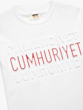 Uzun Kollu Bisiklet Yaka Pamuklu Cumhuriyet Baskılı Tişört