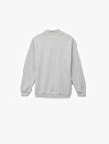 Şardonlu Uzun Kollu Basic Yarım Fermuarlı Dik Yaka Sweatshirt