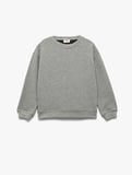Uzun Kollu Bisiklet Yaka Şardonlu Basic Sweatshirt