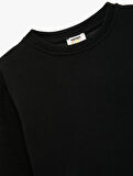 Uzun Kollu Bisiklet Yaka Şardonlu Basic Sweatshirt