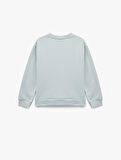 Uzun Kollu Bisiklet Yaka Şardonlu Baskılı Sweatshirt