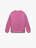 Bisiklet Yaka Uzun Kollu Baskılı Şardonlu Sweatshirt