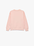 Simli Unicorn Baskılı Şardonlu Uzun Kollu Bisiklet Yaka Sweatshirt