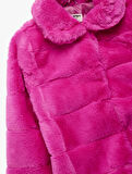 Uzun Kollu Cep Detaylı Bebe Yaka Suni Kürklü Ceket