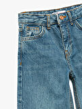 Pamuklu Cepli Straight Fit Denim Pantolon