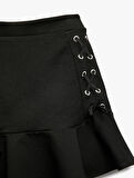 Bağlama Detaylı Viskon Karışımlı Volanlı Etek