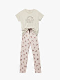 Pamuklu Baskılı Uzun Kollu Pijama Takımı