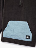Dik Yaka Yarım Fermuarlı Kanguru Cepli Polar Sweatshirt