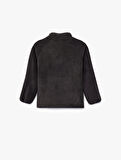 Dik Yaka Yarım Fermuarlı Kanguru Cepli Polar Sweatshirt