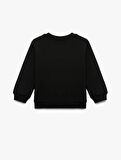 Uzun Kollu Bisiklet Yaka Dokulu Pamuklu Sweatshirt