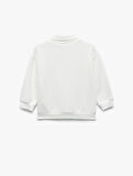 Uzun Kollu Şardonlu Baskılı Polo Yaka Sweatshirt