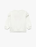 Uzun Kollu Bisiklet Yaka Pamuklu Kalp Aplikeli Şardonlu Sweatshirt