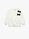 Şardonlu Uzun Kollu Bisiklet Yaka Fiyonklu Sweatshirt