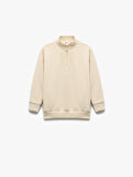 Dik Yaka Yarım Fermuarlı Uzun Kollu Basic Sweatshirt