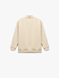 Dik Yaka Yarım Fermuarlı Uzun Kollu Basic Sweatshirt