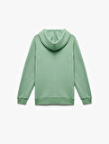 Kanguru Cep Detaylı Şardonlu Kedi Baskılı Kapüşonlu Sweatshirt