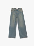 Düşük Bel Düz Paça Pamuklu Straight Yıkamalı Bol Jean Pantolon - Loose Straight Fit Jean