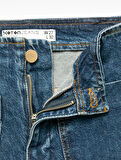 Yüksek Bel Cepli Düğmeli Rahat Kalıp Jean Pantolon - Culotte Jeans