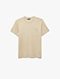 Regular Fit Kısa Kollu Pamuklu Cep Detaylı Bisiklet Yaka Basic Tişört