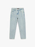 Normal Bel Pamuklu Vintage Straight Fit Jean Pantolon