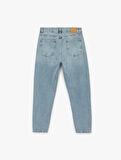 Normal Bel Pamuklu Vintage Straight Fit Jean Pantolon