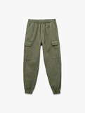 Beli Bağcıklı Kargo Cep Detaylı Pamuklu Rahat Kesim Gabardin Jogger Pantolon