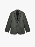 Uzun Kollu Kapaklı Cep Detaylı Düğmeli Slim Fit Mono Yaka Blazer Ceket