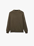 Uzun Kollu Kolej Nakışlı Renk Kontrastlı Şardonlu Yarım Fermuarlı Sweatshirt